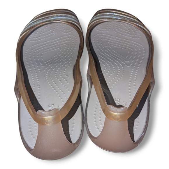 SOLD | CROCS | Rare Bronze Isabella Huarache Iconic Comfort Slip-On Sandals - Picture 4 of 8